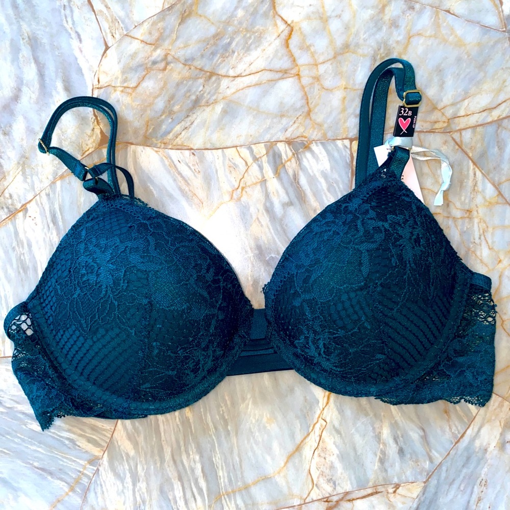 VS VERY SEXY Push-Up Bra Green Fishnet Lace